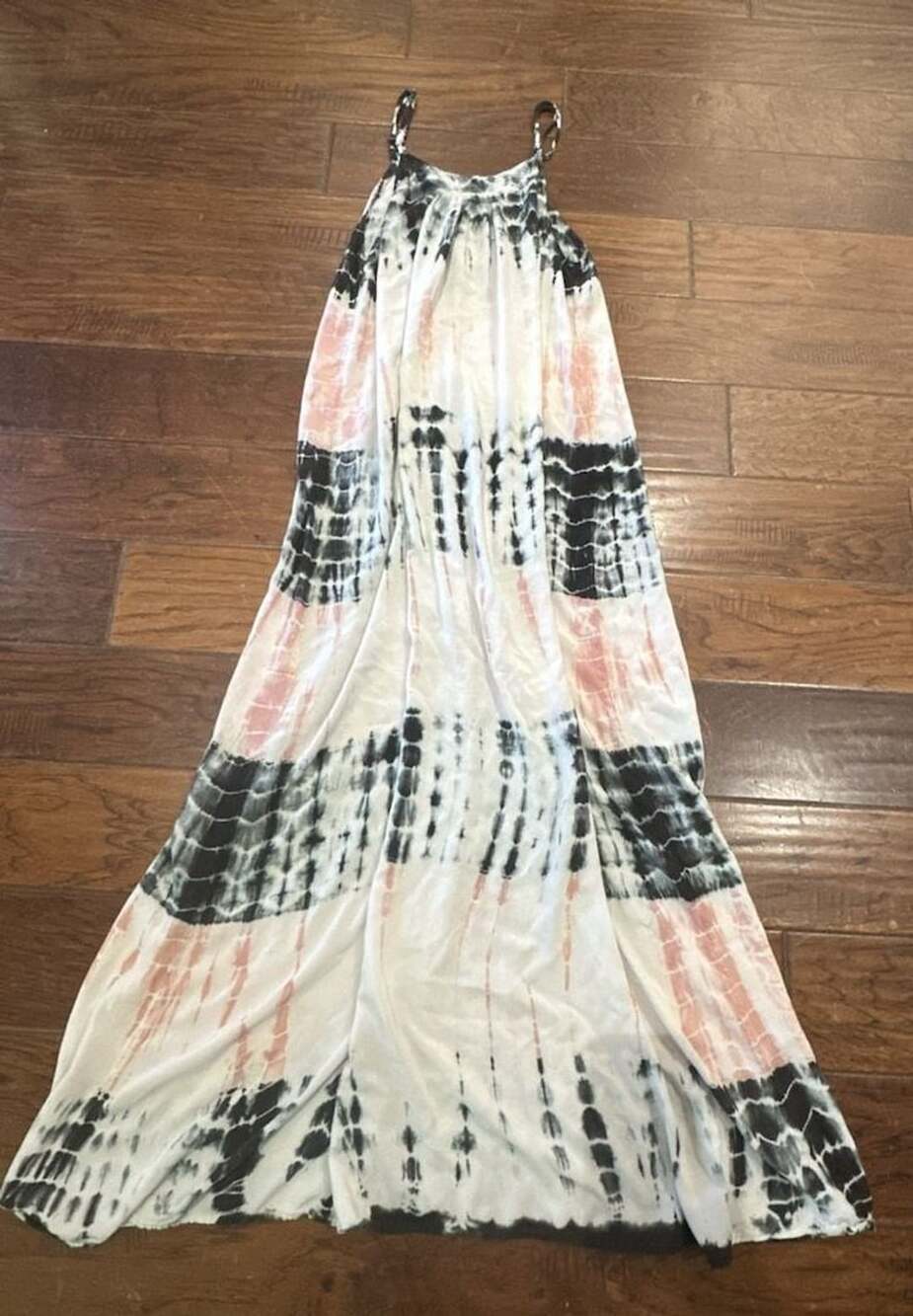 Boho Me Tie Dye Maxi Dress White Black Pink Size M